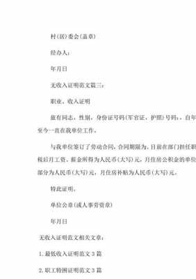 个人无收入证明范本（无收入证明有什么用途）-图3