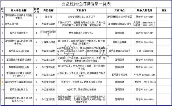 昆明工益岗位收入（2020年昆明市公益性岗位招聘）-图1