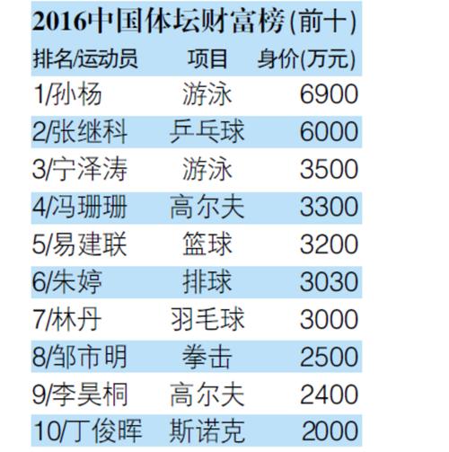 2016体坛收入排行榜（2016体坛收入排行榜前十）-图3