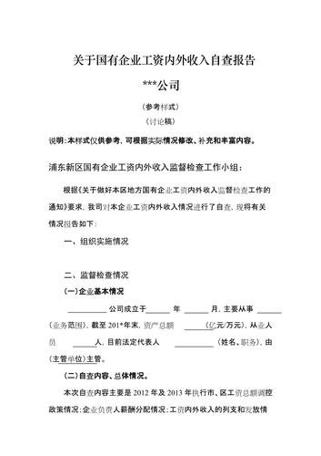 工资内外收入自查报告（企业工资收入自查报告）-图1