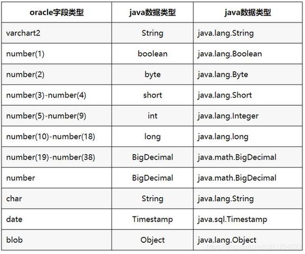 java.oracle收入比较（oracle数据类型与java字段类型对比）-图1